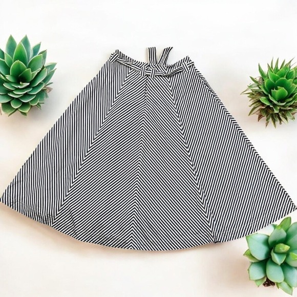 Madewell Striped Tie Waist A-Line Midi Skirt Career Casual Chic Size 6 - Picture 1 of 6